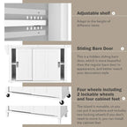 Rubberwood Folding Countertop Kitchen Cart with 2 Drawers and Storage Cabinet