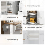 Rolling Kitchen Island Cart on Wheels with Storage,2 Slide-Out Shelf and Internal Storage Rack