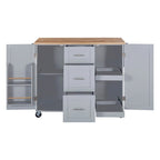 Rolling Kitchen Island Cart on Wheels with Storage,2 Slide-Out Shelf and Internal Storage Rack
