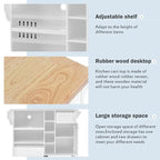 Island Cart with Storage Cabinet and Two Locking Wheels, wood desktop,Microwave cabinet,Floor Standing Buffet Server Sideboard