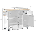 Island Cart with Storage Cabinet and Two Locking Wheels, wood desktop,Microwave cabinet,Floor Standing Buffet Server Sideboard
