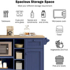 Island Cart with Storage Cabinet and Two Locking Wheels, wood desktop,Microwave cabinet,Floor Standing Buffet Server Sideboard