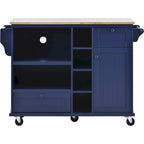 Island Cart with Storage Cabinet and Two Locking Wheels, wood desktop,Microwave cabinet,Floor Standing Buffet Server Sideboard