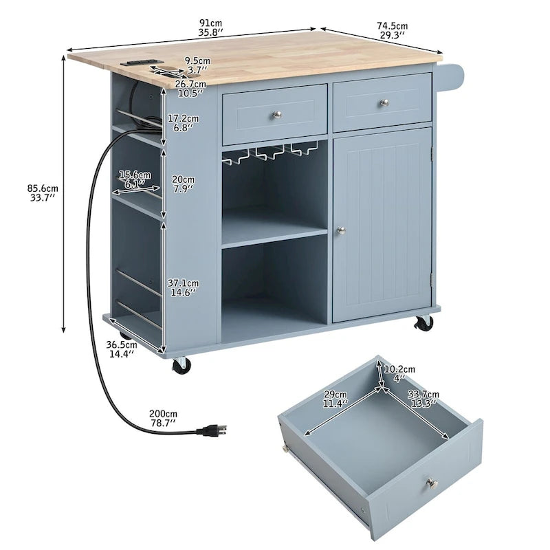 Kitchen Island with Power Outlet