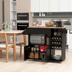 Rolling Kitchen Cart Kitchen Island Cart w/ Drop-Leaf & Power Outlet