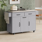 Kitchen Island with Trash Can Storage and Adjustable Shelf