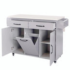 Kitchen Island with Trash Can Storage and Adjustable Shelf