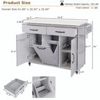 Kitchen Island with Trash Can Storage and Adjustable Shelf