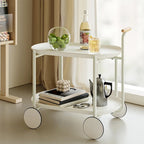 Modern 2-Tier Rolling Serving, Metal Bar Cart with Wheels, Storage - 27.56H