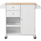 41.3 in. Rolling Kitchen Island with Spice Rack and Two Drawers