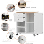 41.3 in. Rolling Kitchen Island with Spice Rack and Two Drawers
