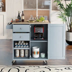 41.3 in. Rolling Kitchen Island with Spice Rack and Two Drawers