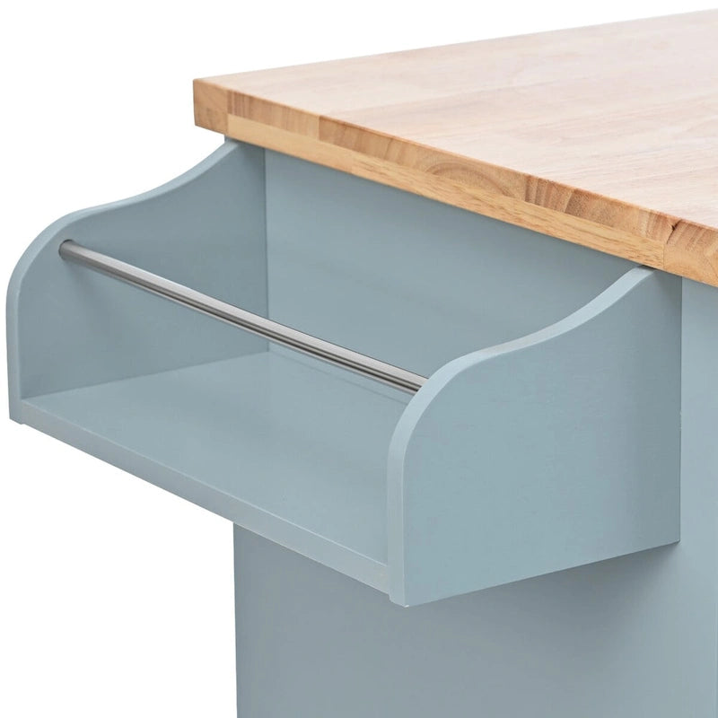 41.3 in. Rolling Kitchen Island with Spice Rack and Two Drawers