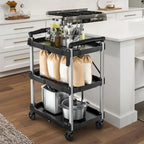 3 Tier Portable Kitchen Cart with Swivel Wheels
