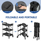 3 Tier Portable Kitchen Cart with Swivel Wheels