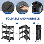 3 Tier Portable Kitchen Cart with Swivel Wheels