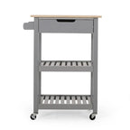 Compact Wooden Kitchen Cart with Wheels Shelves and Drawer by Christopher Knight Home