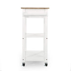 Compact Wooden Kitchen Cart with Wheels Shelves and Drawer by Christopher Knight Home