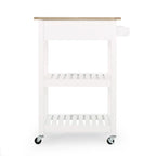 Compact Wooden Kitchen Cart with Wheels Shelves and Drawer by Christopher Knight Home