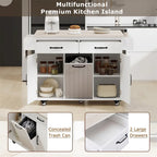 Kitchen Island with Trash Can Storage Cabinet by Harper&Bright Designs