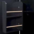 Rubberwood Kitchen Cart with Drop Leaf, Internal Storage Rack, Spice Rack, 2 Slide-Out Shelf, and 3 drawer