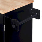 Rubberwood Kitchen Cart with Drop Leaf, Internal Storage Rack, Spice Rack, 2 Slide-Out Shelf, and 3 drawer