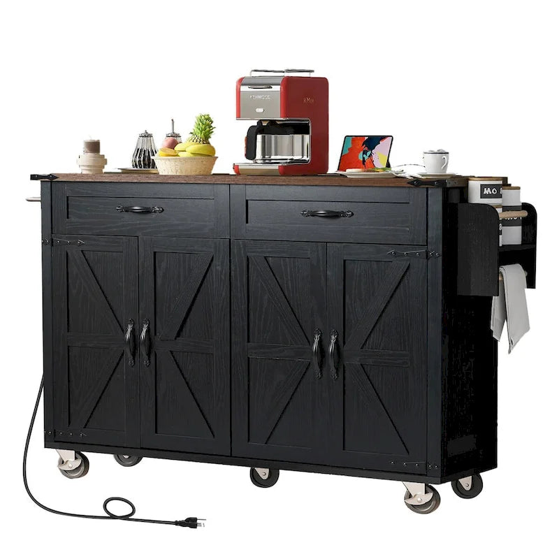 53.5 Farmhouse Kitchen Island with Power Outlet