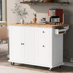 53.9 Width Rolling Kitchen Island with Drop Leaf and 3 Tier Pull Out Cabinet