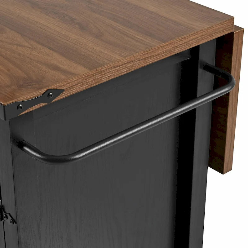 53.5 Farmhouse Kitchen Island - Power Outlet, Drop Leaf, Spice Rack, Drawer, Rolling Cart on Wheels