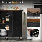54.5 Farmhouse Kitchen Island with Power Outlet, Kitchen Storage Island with Internal Storage Rack, Drop Leaf, Spice Rack