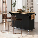 Kitchen Island on 5 Wheels with Storage Cabinet and 3 Drawers