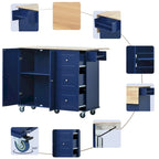Rolling Mobile Kitchen Island with Locking Wheels Storage Cabinet - 52.76 x 29.5 x 36.81 inches