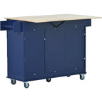 Rolling Mobile Kitchen Island with Locking Wheels Storage Cabinet - 52.76 x 29.5 x 36.81 inches