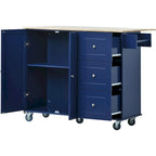 Rolling Mobile Kitchen Island with Locking Wheels Storage Cabinet - 52.76 x 29.5 x 36.81 inches