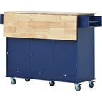 Rolling Mobile Kitchen Island with Locking Wheels Storage Cabinet - 52.76 x 29.5 x 36.81 inches