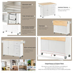 Rolling Mobile Kitchen Island with Locking Wheels Storage Cabinet - 52.76 x 29.5 x 36.81 inches
