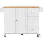 Rolling Mobile Kitchen Island with Locking Wheels Storage Cabinet - 52.76 x 29.5 x 36.81 inches