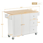 Rolling Mobile Kitchen Island with Locking Wheels Storage Cabinet - 52.76 x 29.5 x 36.81 inches