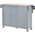 Rolling Mobile Kitchen Island with Locking Wheels Storage Cabinet - 52.76 x 29.5 x 36.81 inches