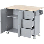 Rolling Mobile Kitchen Island with Locking Wheels Storage Cabinet - 52.76 x 29.5 x 36.81 inches