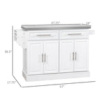 Rolling Kitchen Island,Portable Kitchen Cart with Stainless Steel Top