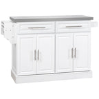 Rolling Kitchen Island,Portable Kitchen Cart with Stainless Steel Top
