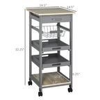 Mobile Kitchen Island Cart with Drawer and Slide-Out Storage Basket - N/A