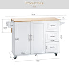 Mobile Kitehcn Island with Extensible Table Top and Adjustable Shelf