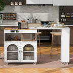 Kitchen Island Cart with Extended Table and Power Outlets