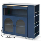 Kitchen Island Cart with Extended Table and Power Outlets