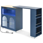 Kitchen Island Cart with Extended Table and Power Outlets