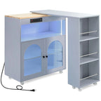 Kitchen Island Cart with Extended Table and Power Outlets