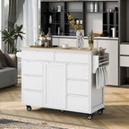 8 Drawer Rubber Wood Kitchen Island