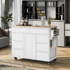 8 Drawer Rubber Wood Kitchen Island